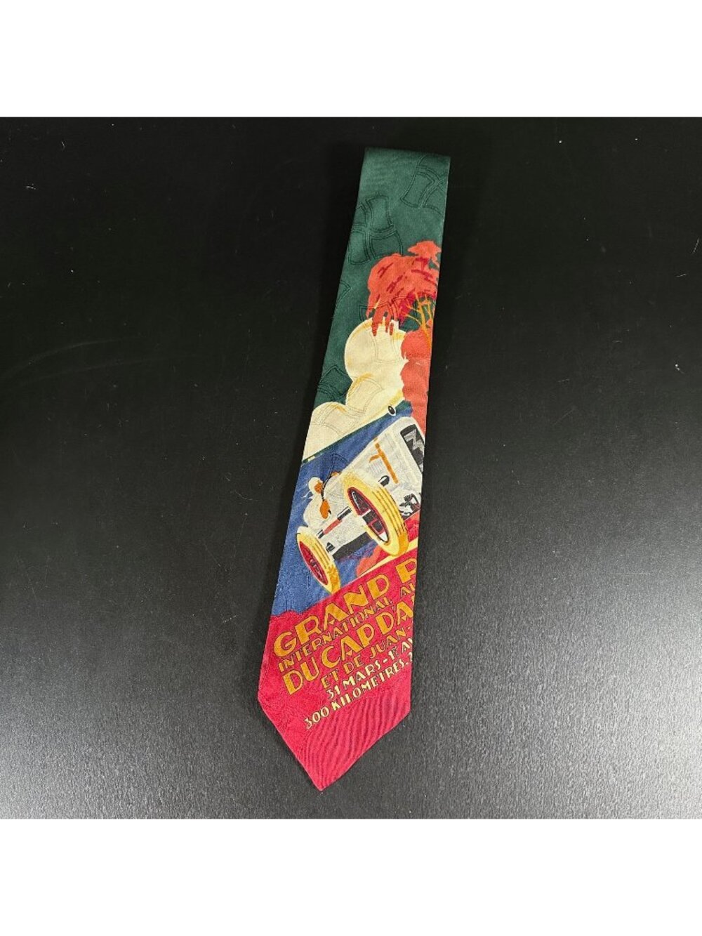 Vintage 90s Polo Ralph Lauren GRAND PRIX INTERNATIONAL Silk Necktie Green